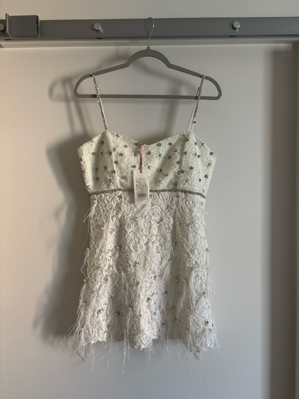 LOVESHACKFANCY - BRIANNE BEADED MINI DRESS - CREAM size 8 NWT - Picture 5 of 10